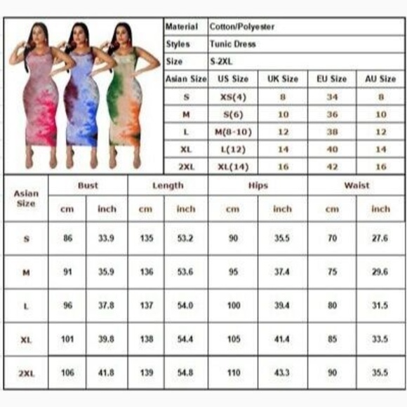 Long Bodycon Dress Sleeveless Blue Green Pink - Picture 8 of 8